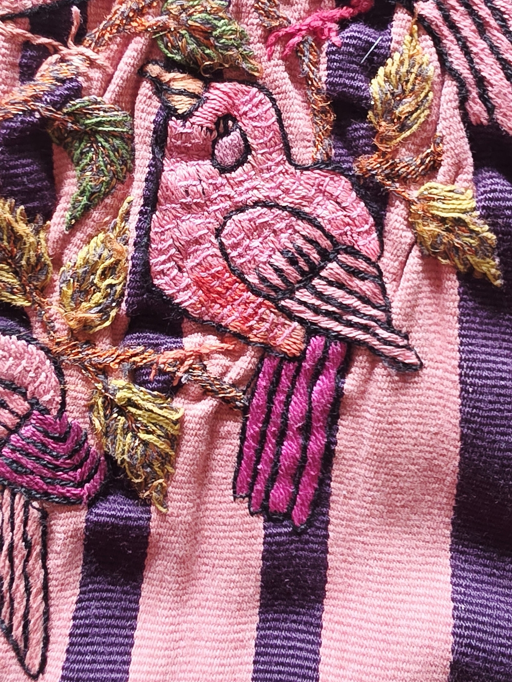 Arloom Vintage Huipil Top Pink With Purple Stripes - Picture 5 of 12